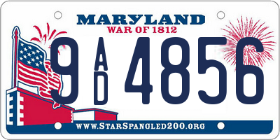MD license plate 9AD4856