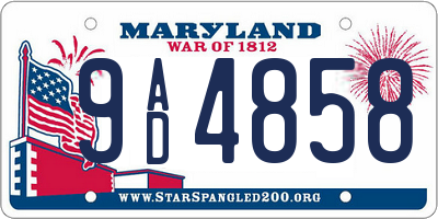 MD license plate 9AD4858