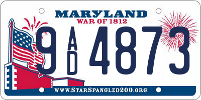 MD license plate 9AD4873