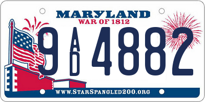 MD license plate 9AD4882