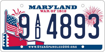 MD license plate 9AD4893