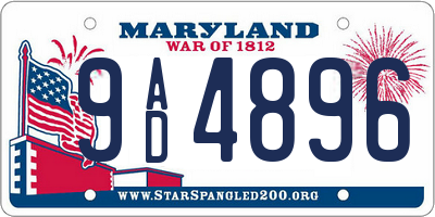 MD license plate 9AD4896