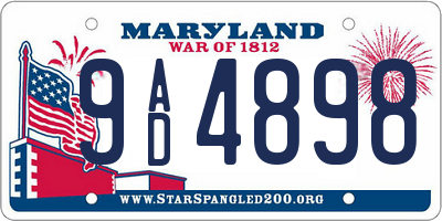 MD license plate 9AD4898