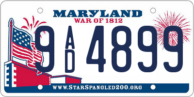 MD license plate 9AD4899