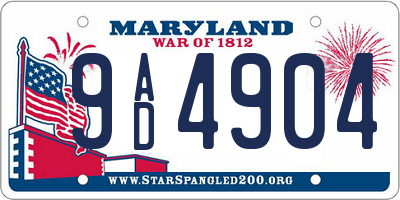 MD license plate 9AD4904