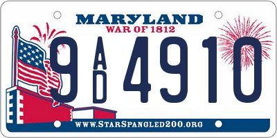 MD license plate 9AD4910