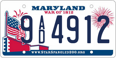 MD license plate 9AD4912
