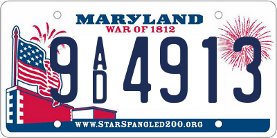 MD license plate 9AD4913