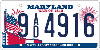 MD license plate 9AD4916