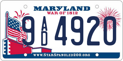 MD license plate 9AD4920