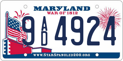 MD license plate 9AD4924
