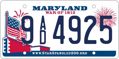 MD license plate 9AD4925