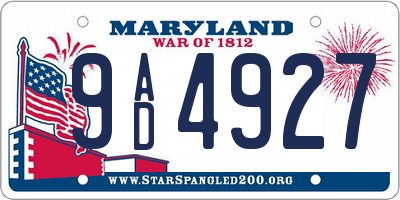MD license plate 9AD4927