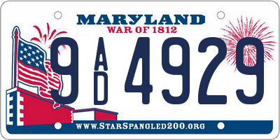MD license plate 9AD4929