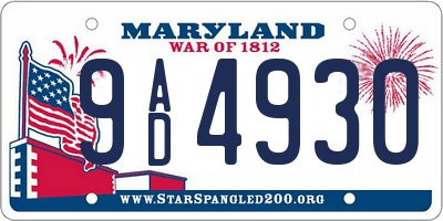 MD license plate 9AD4930