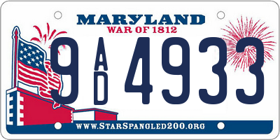MD license plate 9AD4933