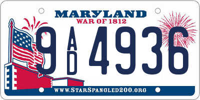 MD license plate 9AD4936