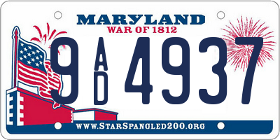 MD license plate 9AD4937
