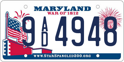 MD license plate 9AD4948