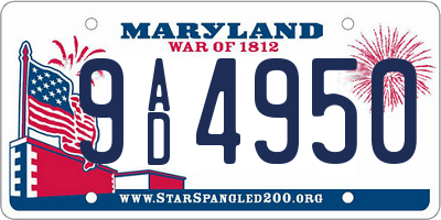 MD license plate 9AD4950