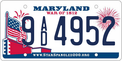 MD license plate 9AD4952