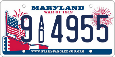 MD license plate 9AD4955