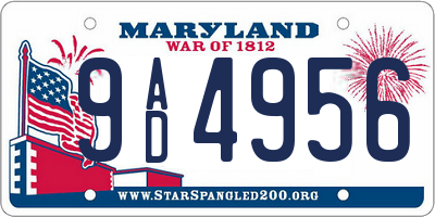 MD license plate 9AD4956