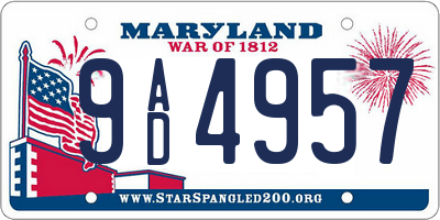 MD license plate 9AD4957