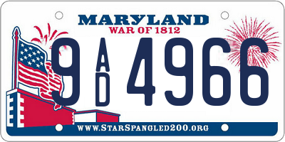 MD license plate 9AD4966