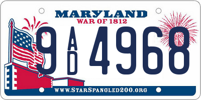 MD license plate 9AD4968
