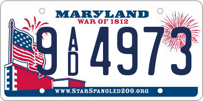 MD license plate 9AD4973