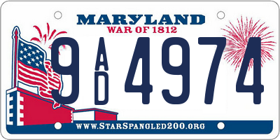 MD license plate 9AD4974