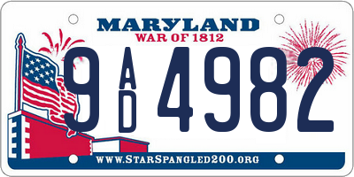 MD license plate 9AD4982