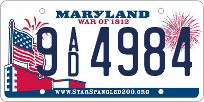 MD license plate 9AD4984