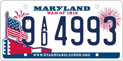 MD license plate 9AD4993