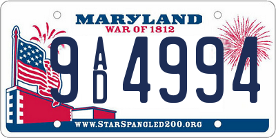 MD license plate 9AD4994