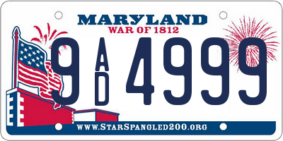 MD license plate 9AD4999