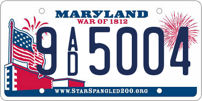 MD license plate 9AD5004