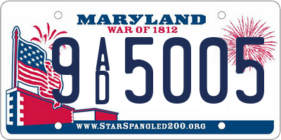 MD license plate 9AD5005