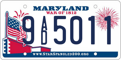 MD license plate 9AD5011