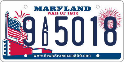 MD license plate 9AD5018