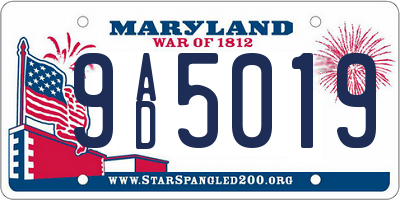 MD license plate 9AD5019