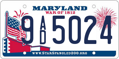 MD license plate 9AD5024