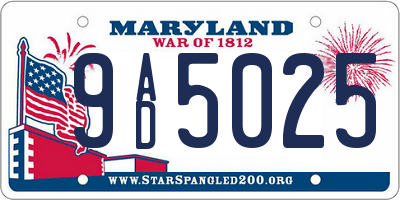 MD license plate 9AD5025