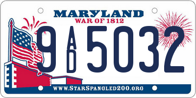 MD license plate 9AD5032