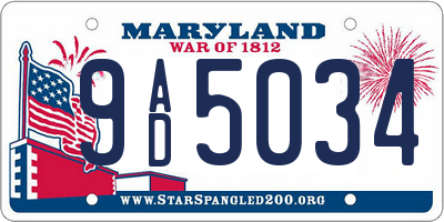 MD license plate 9AD5034
