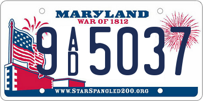 MD license plate 9AD5037