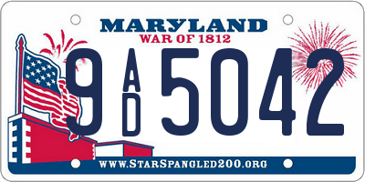 MD license plate 9AD5042