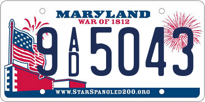 MD license plate 9AD5043