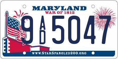 MD license plate 9AD5047